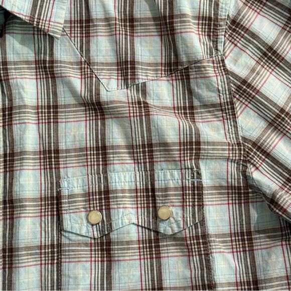 Old Navy Blue & Brown Plaid Long Sleeve Button Front Shirt Size Large - Picture 3 of 8